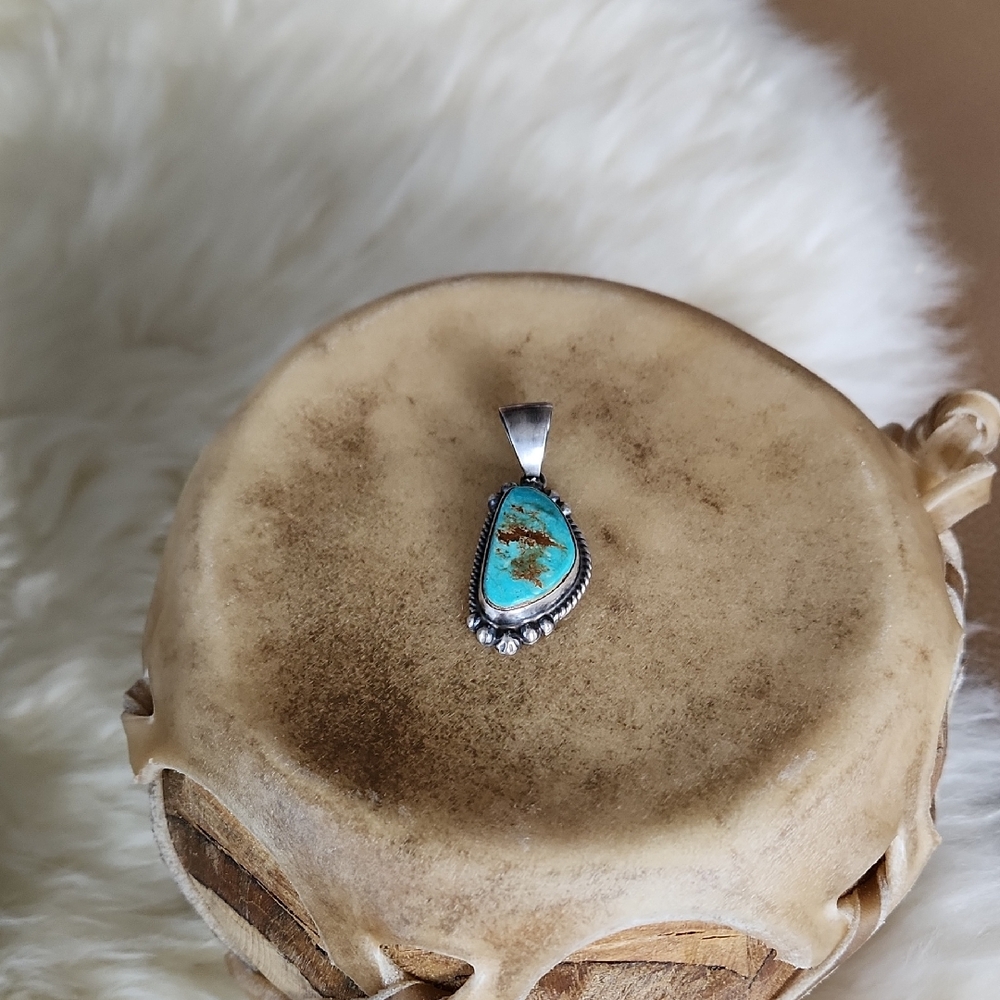 Gorgeous NWOT Native American Navajo Handmade Royston & Sterling Pendant 🩵🤎🎁